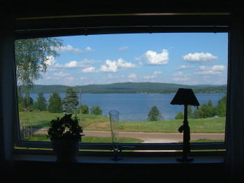Blick aus Ferienhaus in Siljansnäs, Dalarna, auf den See Siljan