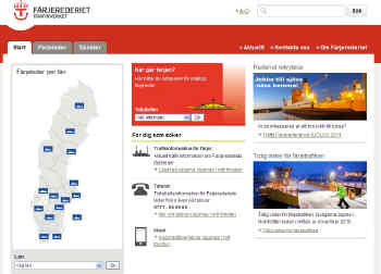 Trafikverkets Website mit kostenlosen Fähren